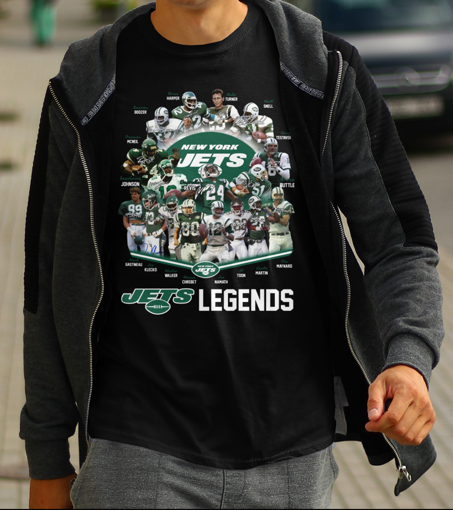 New York Jets Legends Revis Namath Martin Klecko Toon Maynard T-Shirt