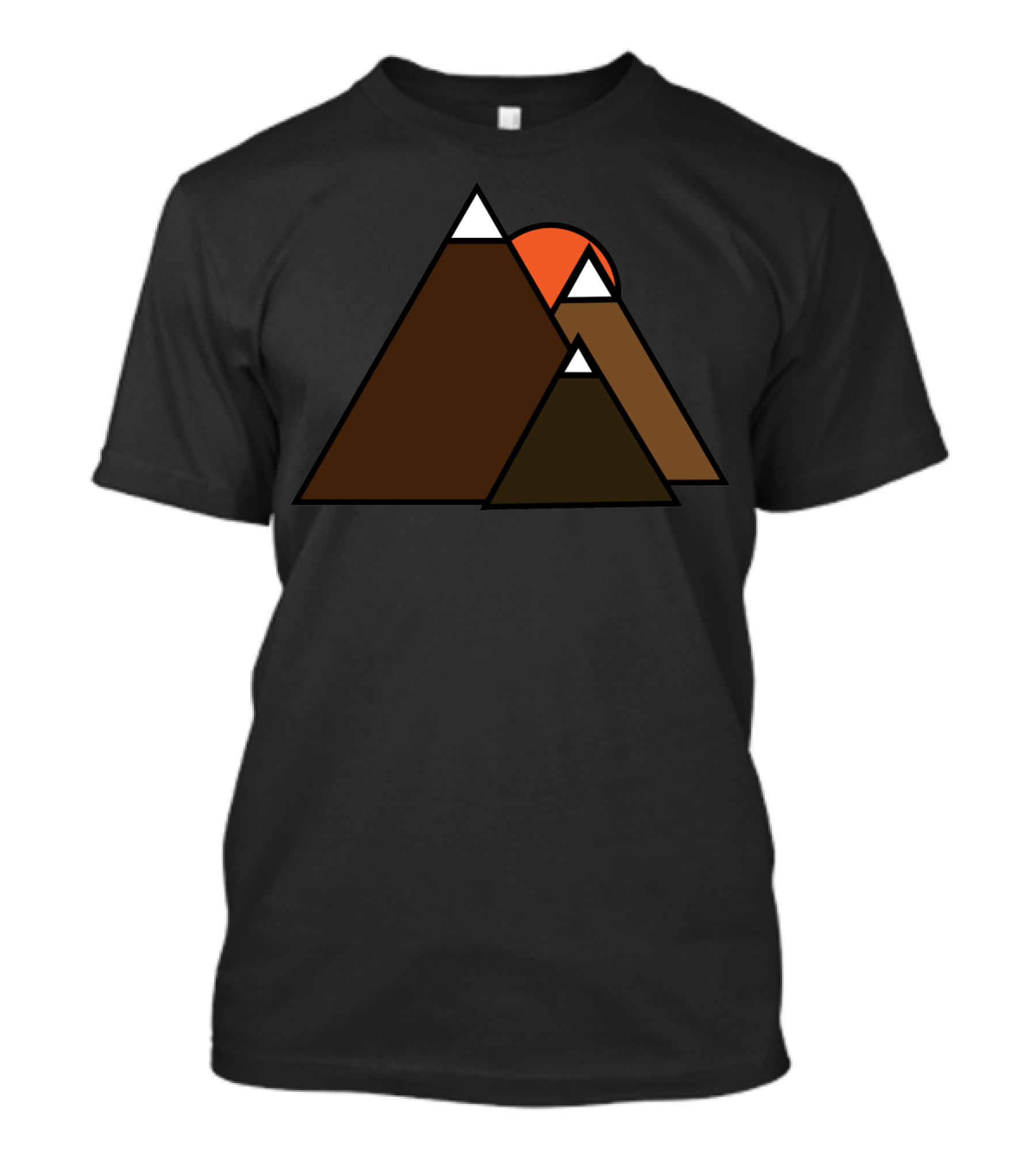 Geometric Snowy Mountains With Sunset In Minimalist T-Shirt