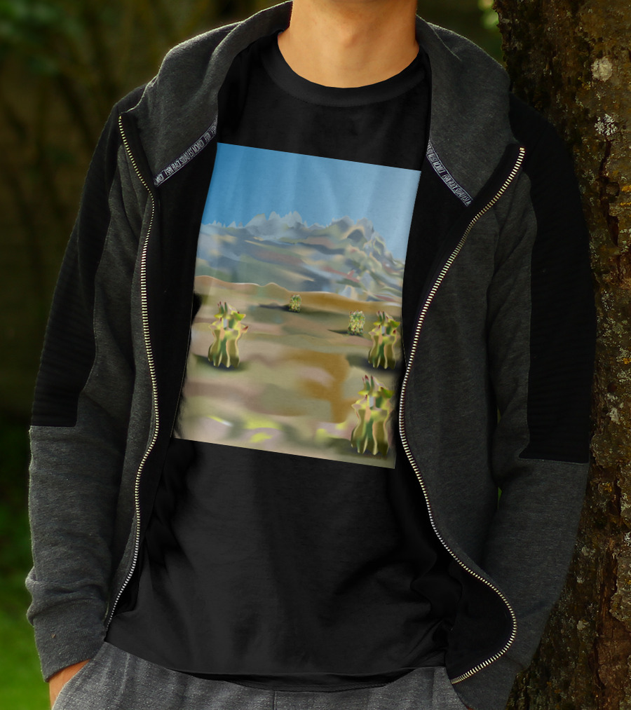 Cactus Filled Desert Landscape With Majestic Mountain Backdrop T-Shirt