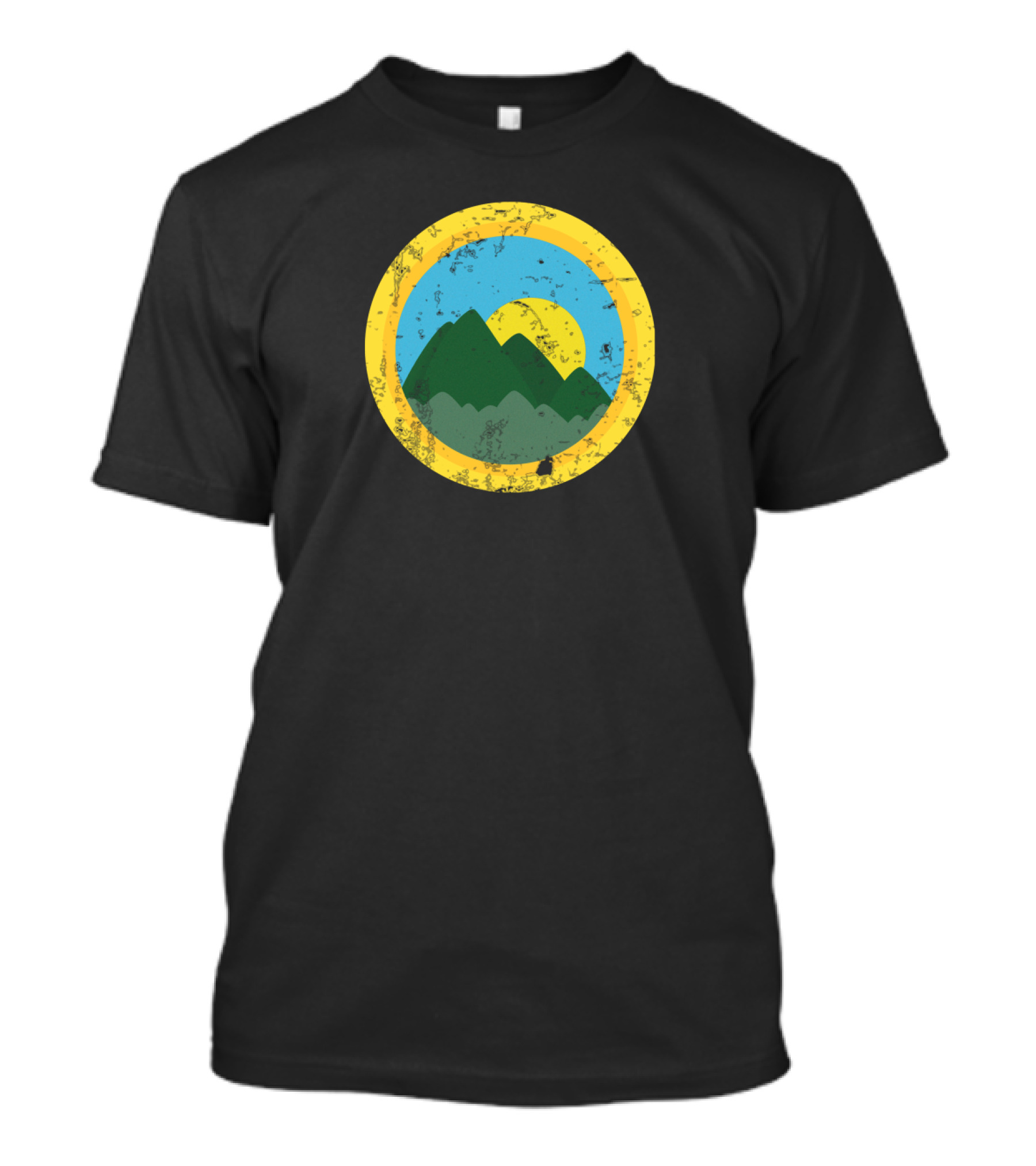 Faded Mountains Retro Sunset Circle T-Shirt