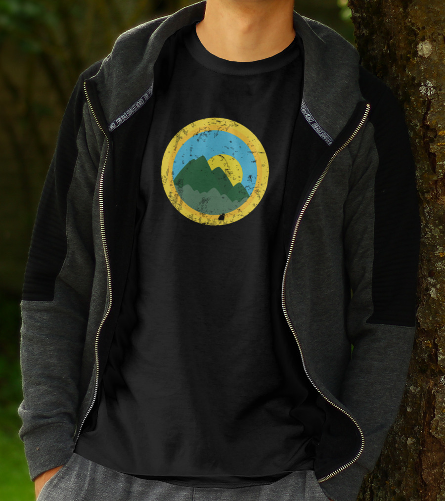 Faded Mountains Retro Sunset Circle T-Shirt