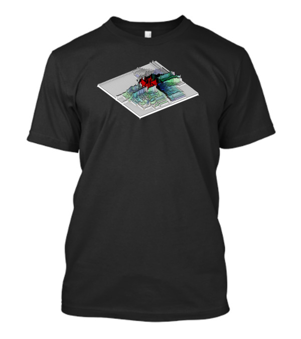 3D Topographical Data Grid With Vibrant Math Mountains Contours T-Shirt