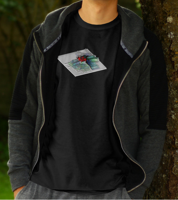 3D Topographical Data Grid With Vibrant Math Mountains Contours T-Shirt
