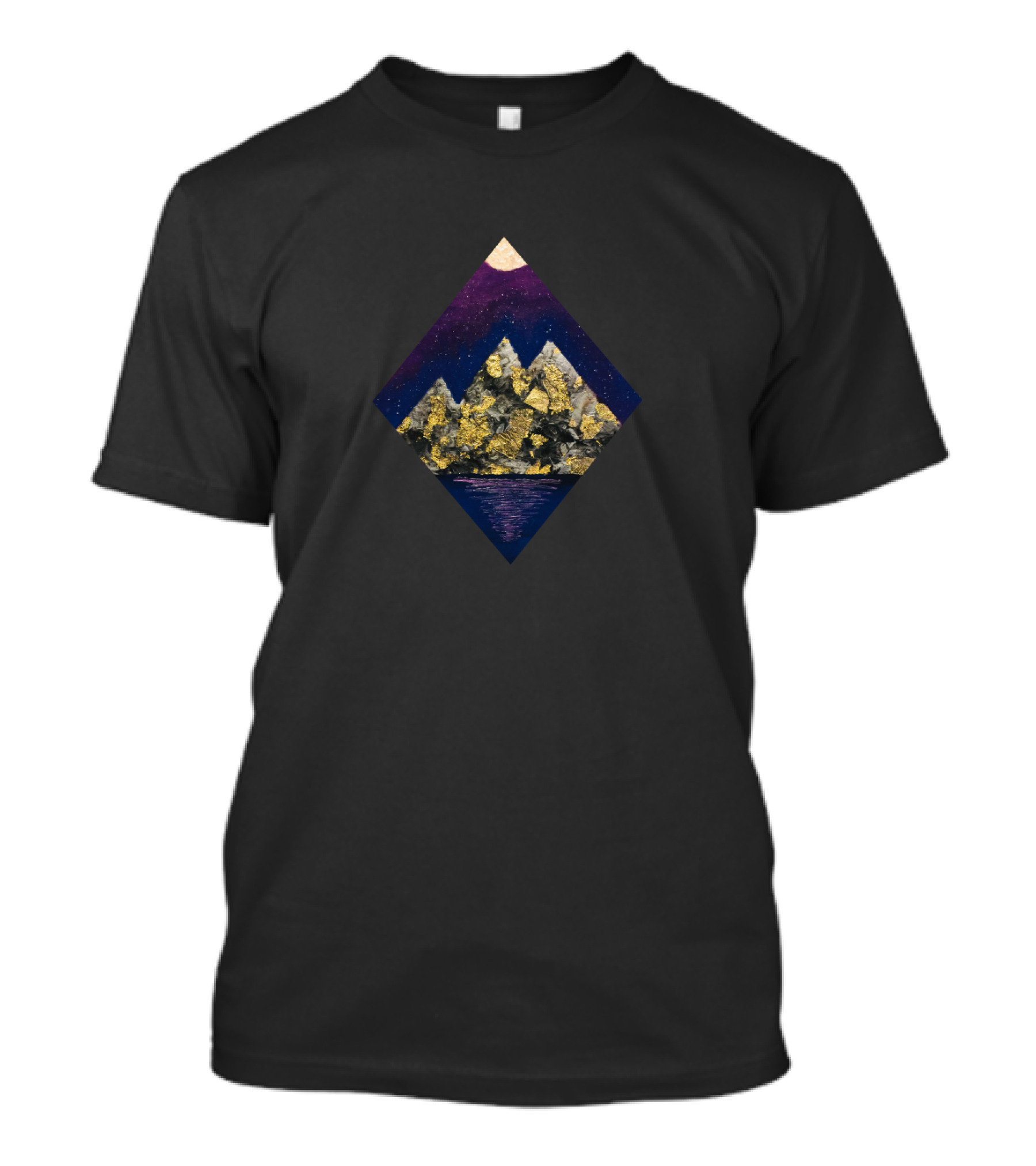 Marbleous Mountains Nocturnal Sky Moonlit Crests And Reflections T-Shirt