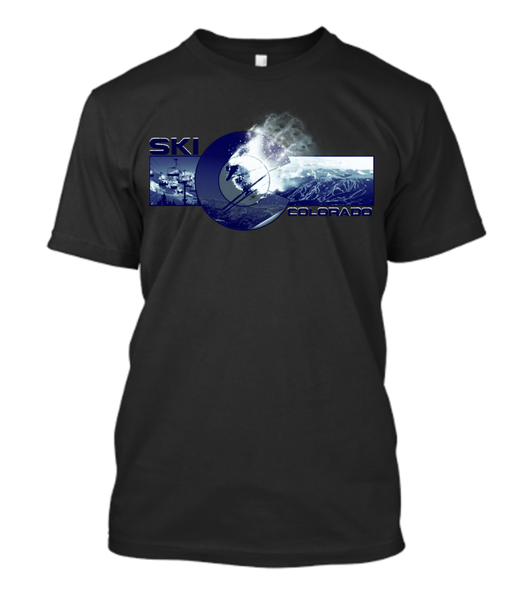Ski Colorado State Flag Snowy Mountain Adventure T-Shirt