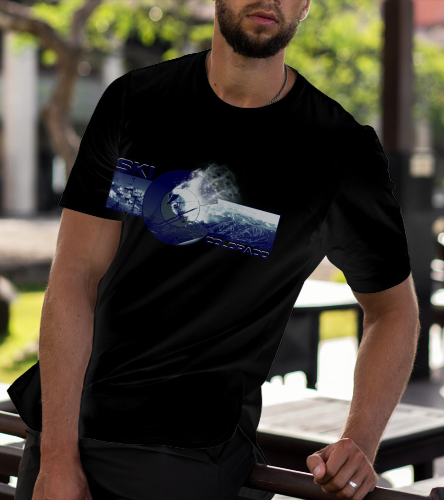 Ski Colorado State Flag Snowy Mountain Adventure T-Shirt