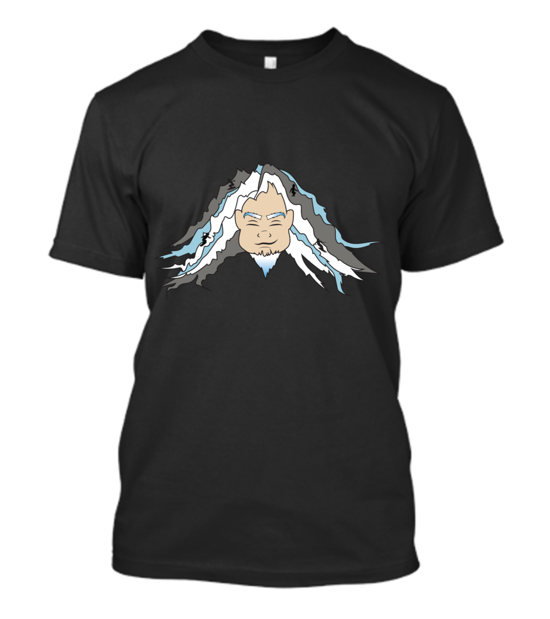 Man Mountain Face With Snow-Capped Peaks And Blue Highlights T-Shirt