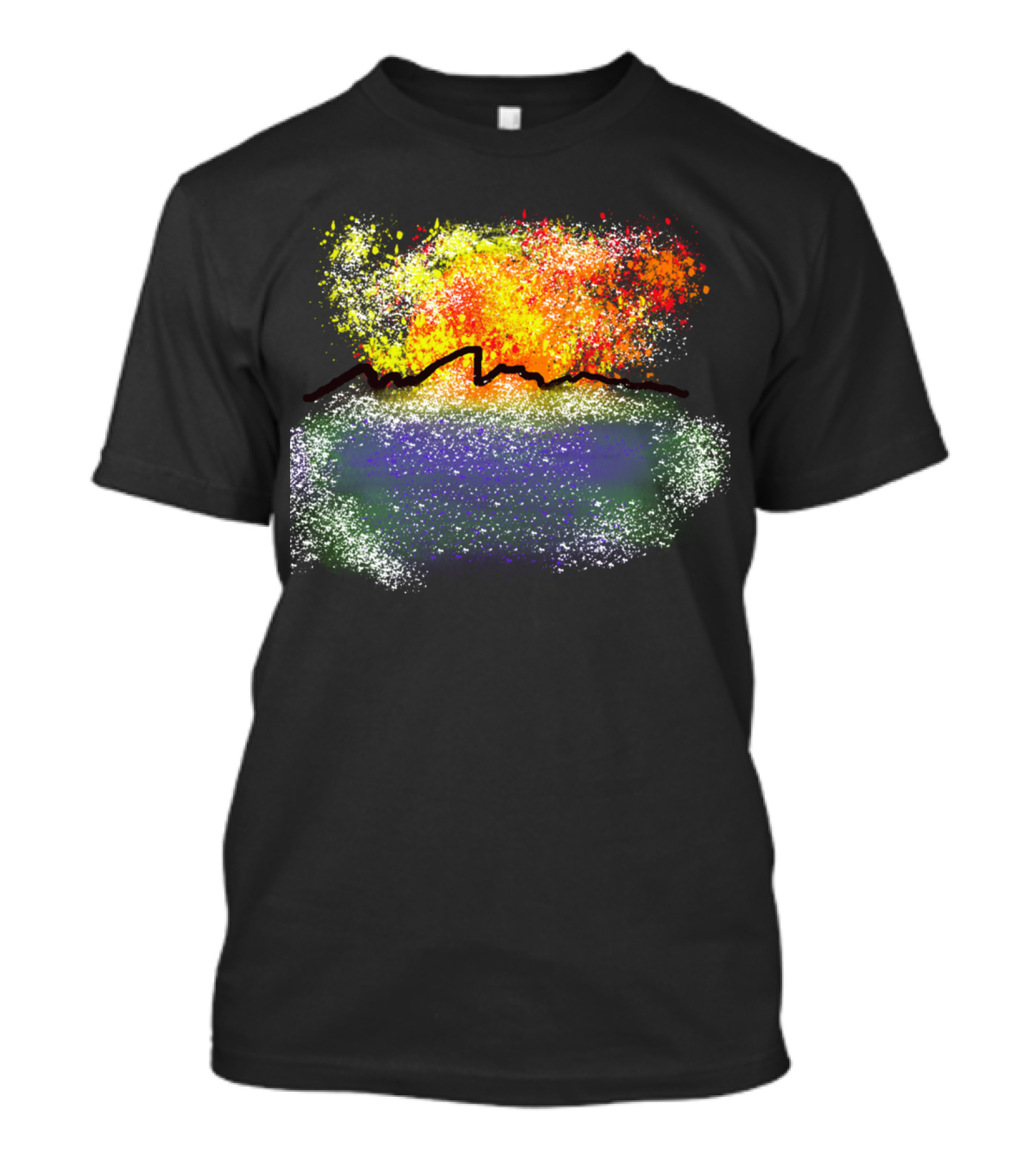 Burning Mountain Fireworks Over Vibrant Horizon T-Shirt
