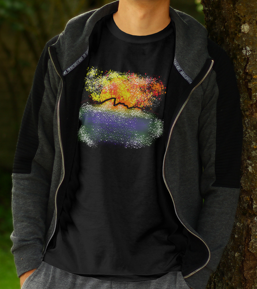 Burning Mountain Fireworks Over Vibrant Horizon T-Shirt