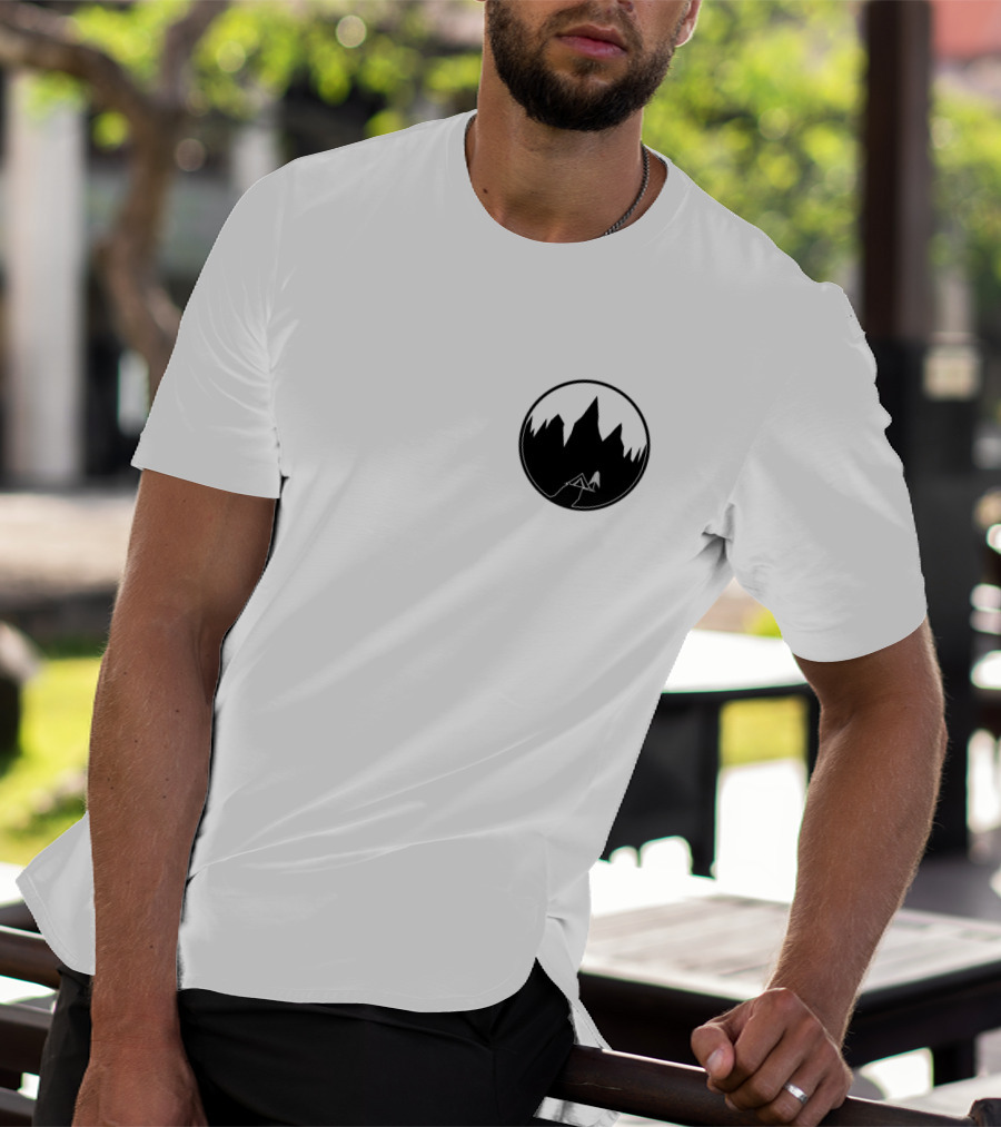 Tent And Mountains In Circle Emblem T-Shirt