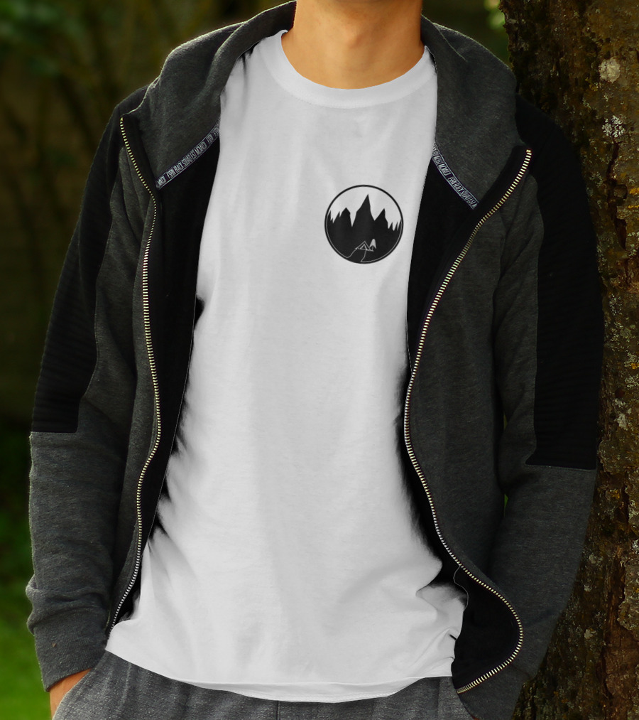 Tent And Mountains In Circle Emblem T-Shirt