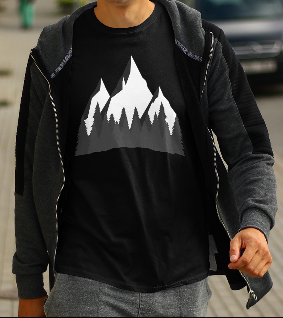 Mountain Forest Silhouette Peaks And Trees T-Shirt