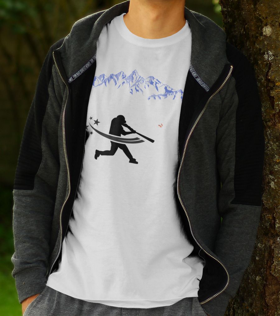Colorado Rocky Mountain Baseball Silhouette And Stars T-Shirt