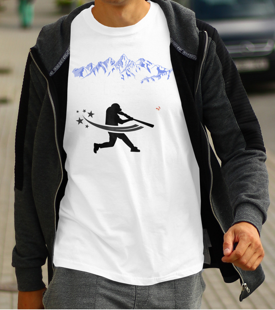 Colorado Rocky Mountain Baseball Silhouette And Stars T-Shirt