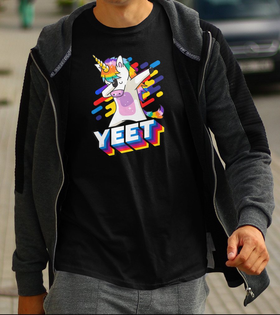YEET Colorful Dabbing Dancing Unicorn T-Shirt