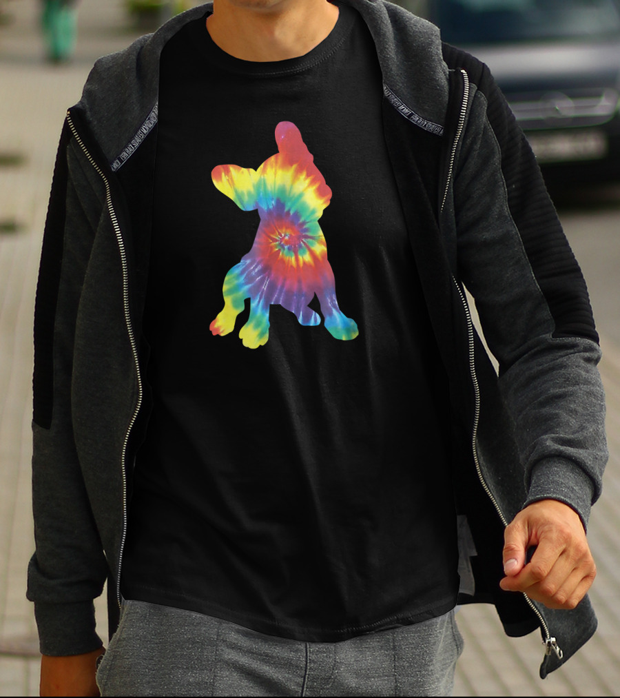 Colorful Hippie Tie Dye French Bulldog Rainbow T-Shirt
