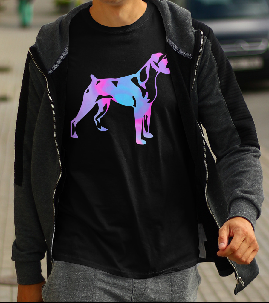 Colorful Watercolor Boxer Dog Psychedelic T-Shirt