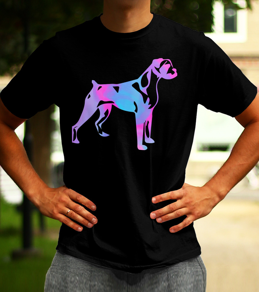 Colorful Watercolor Boxer Dog Psychedelic T-Shirt