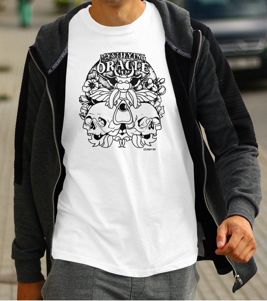 Mystifying Oracle Skull And Moth Colunga T-Shirt