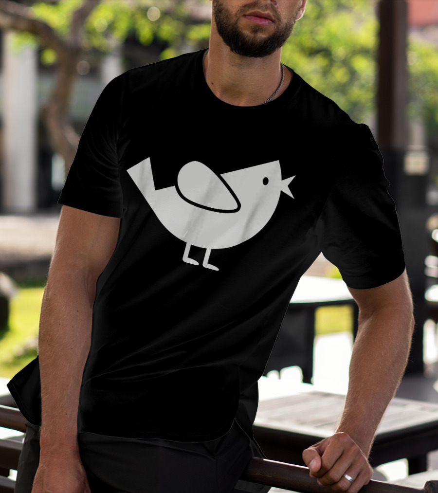 Comic Bird Black And White Minimalist T-Shirt