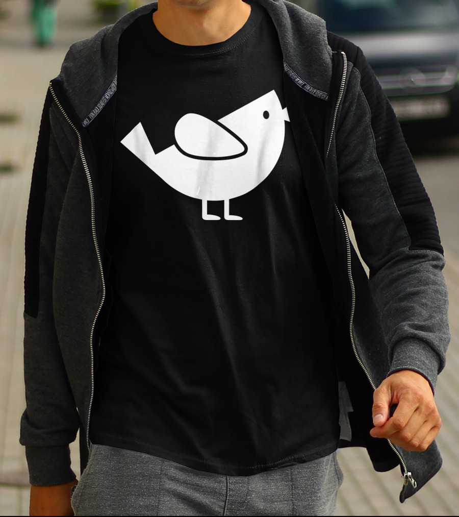 Comic Bird Black And White Minimalist T-Shirt