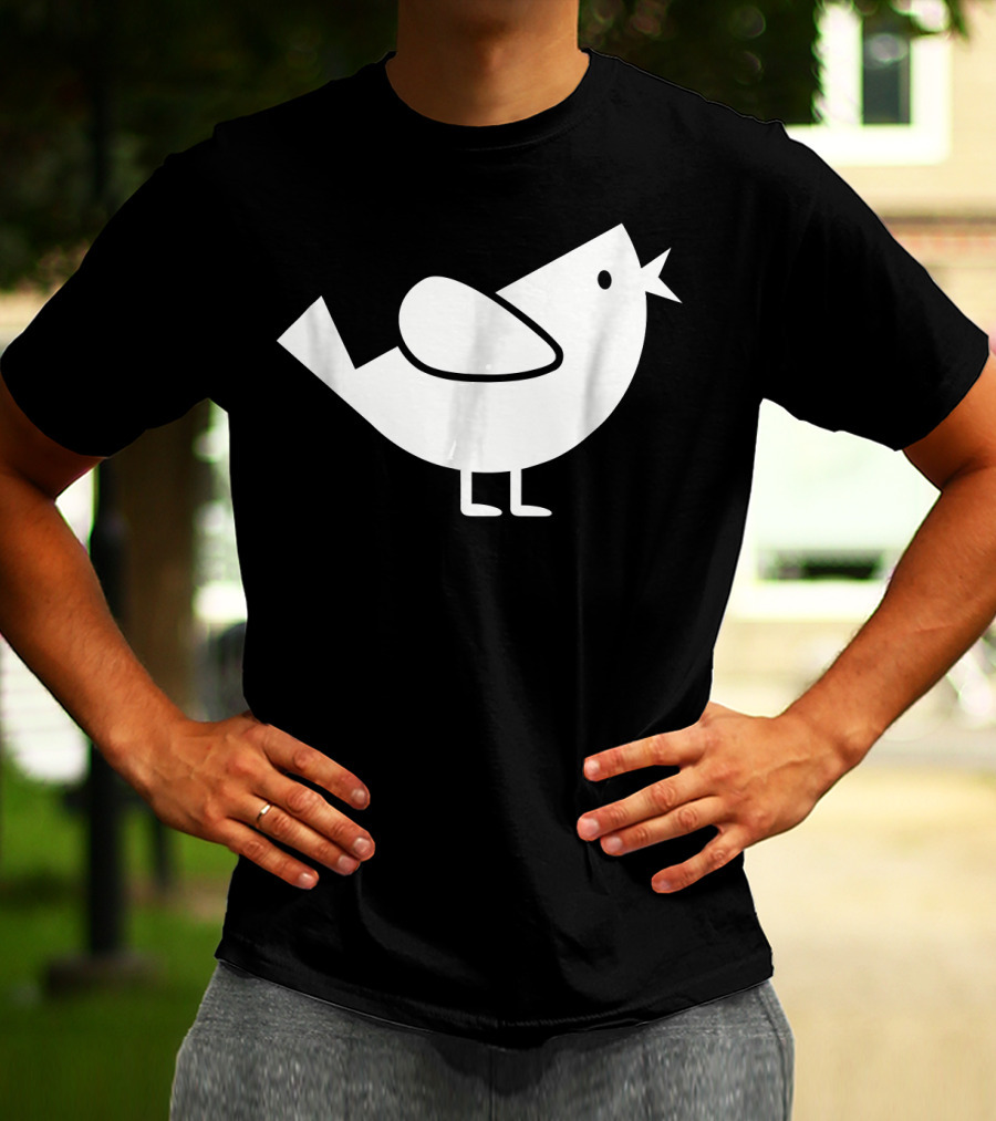 Comic Bird Black And White Minimalist T-Shirt