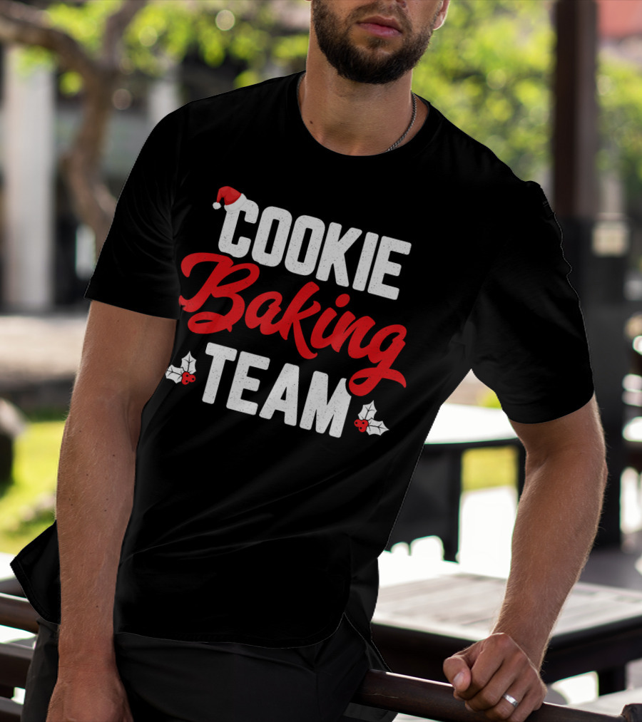 Cookie Baking Team Santa Hat Holly Christmas T-Shirt