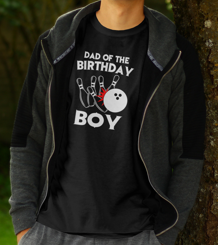 Dad Of The Birthday Boy Bowling Strikes Pin Collision T-Shirt