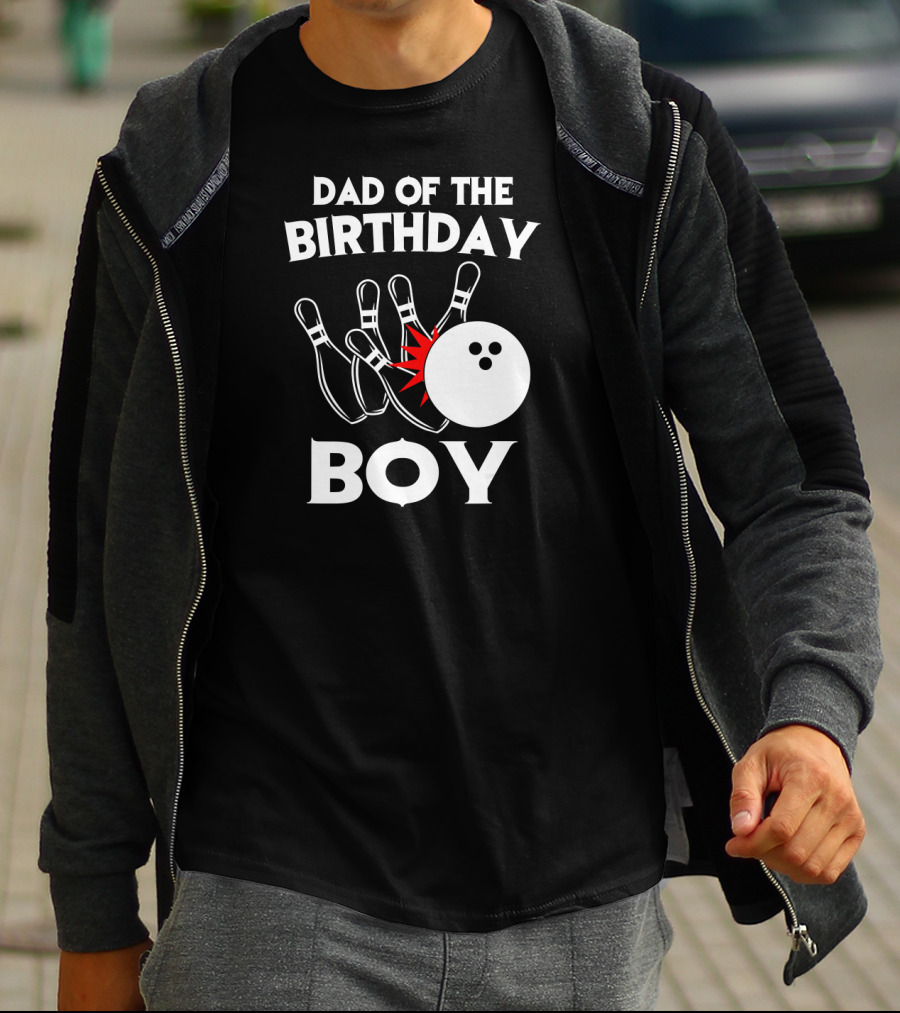 Dad Of The Birthday Boy Bowling Strikes Pin Collision T-Shirt