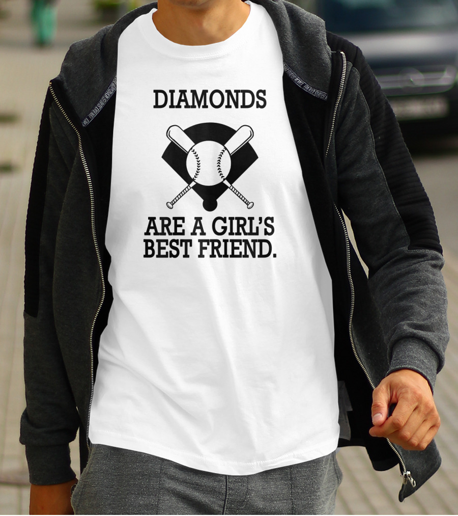 Diamonds Are A Girl's Best Friend Baseball Softball T-Shirt