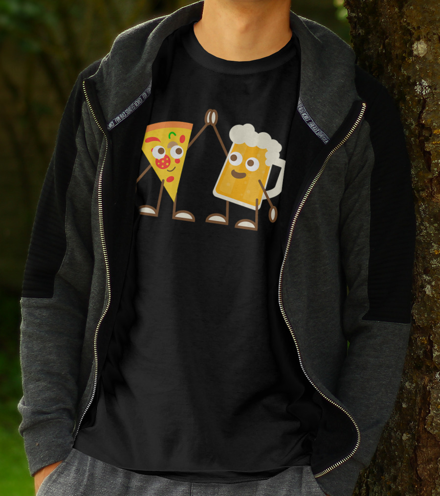 Pizza And Beer Slice High Five Fun T-Shirt