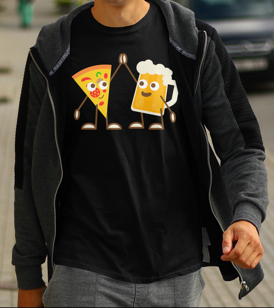 Pizza And Beer Slice High Five Fun T-Shirt