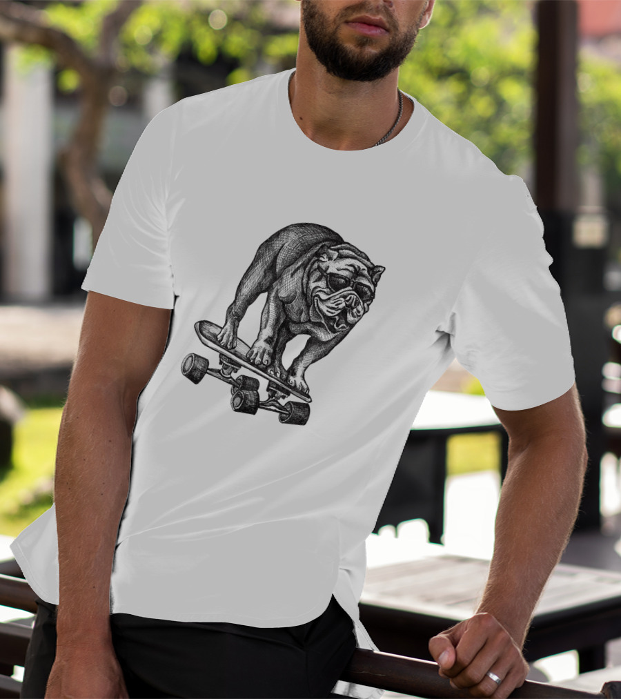 Cool Skateboarding English Bulldog T-Shirt