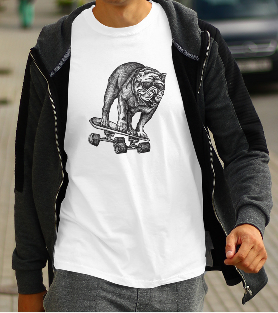 Cool Skateboarding English Bulldog T-Shirt