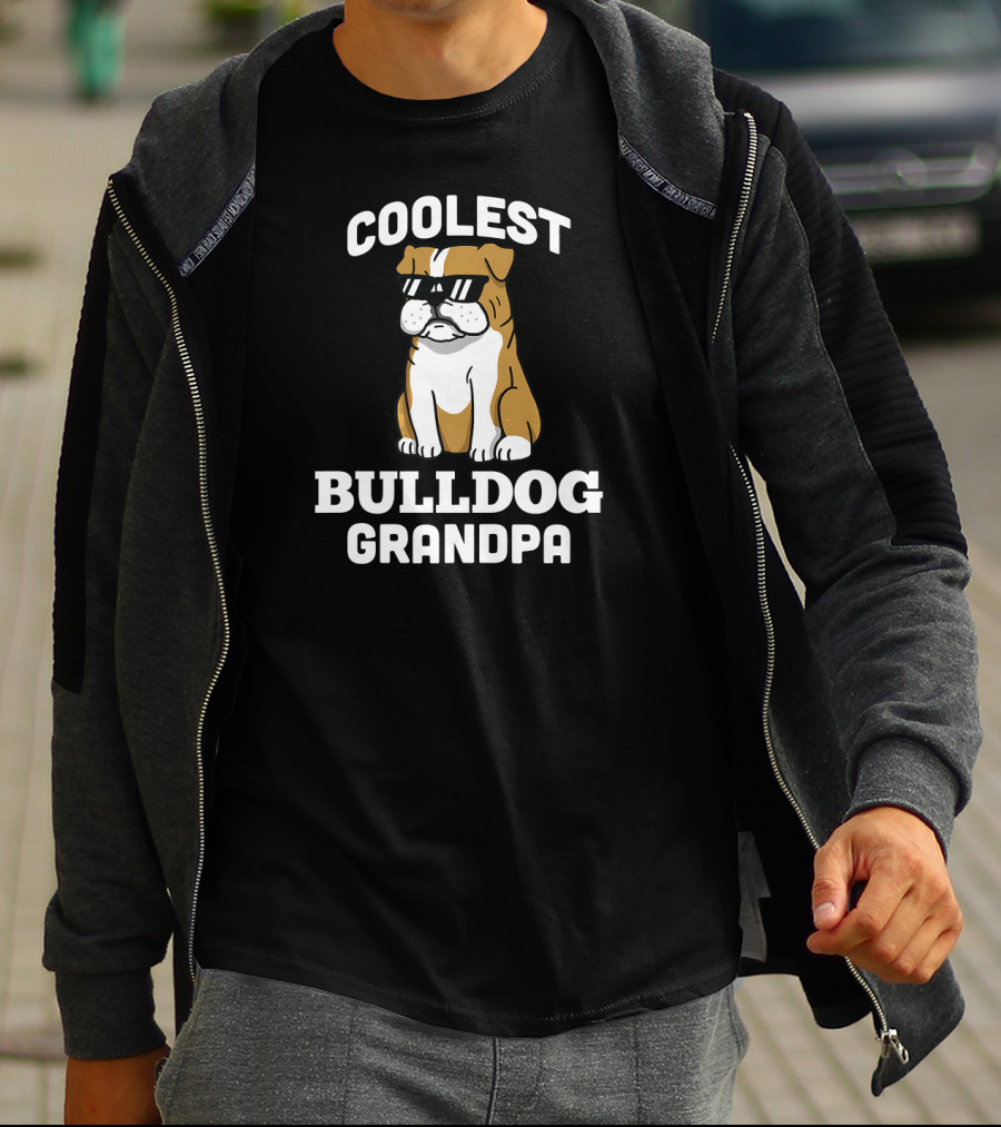 Coolest Bulldog Grandpa Funny English Dog T-Shirt