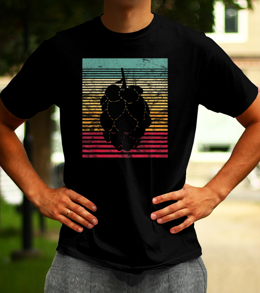 Vintage Hops Leaf Craft Beer Retro Stripes T-Shirt