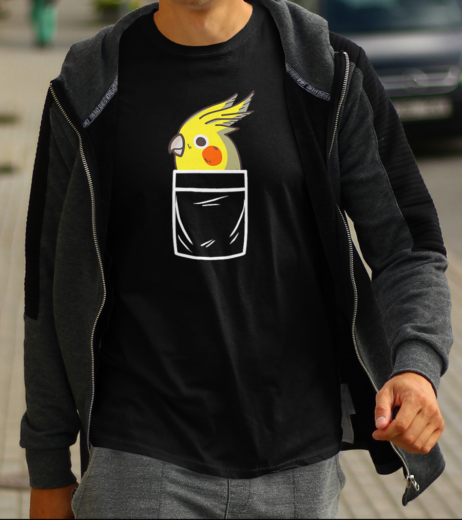 Crazy Cockatiel Funny Bird In Pocket T-Shirt