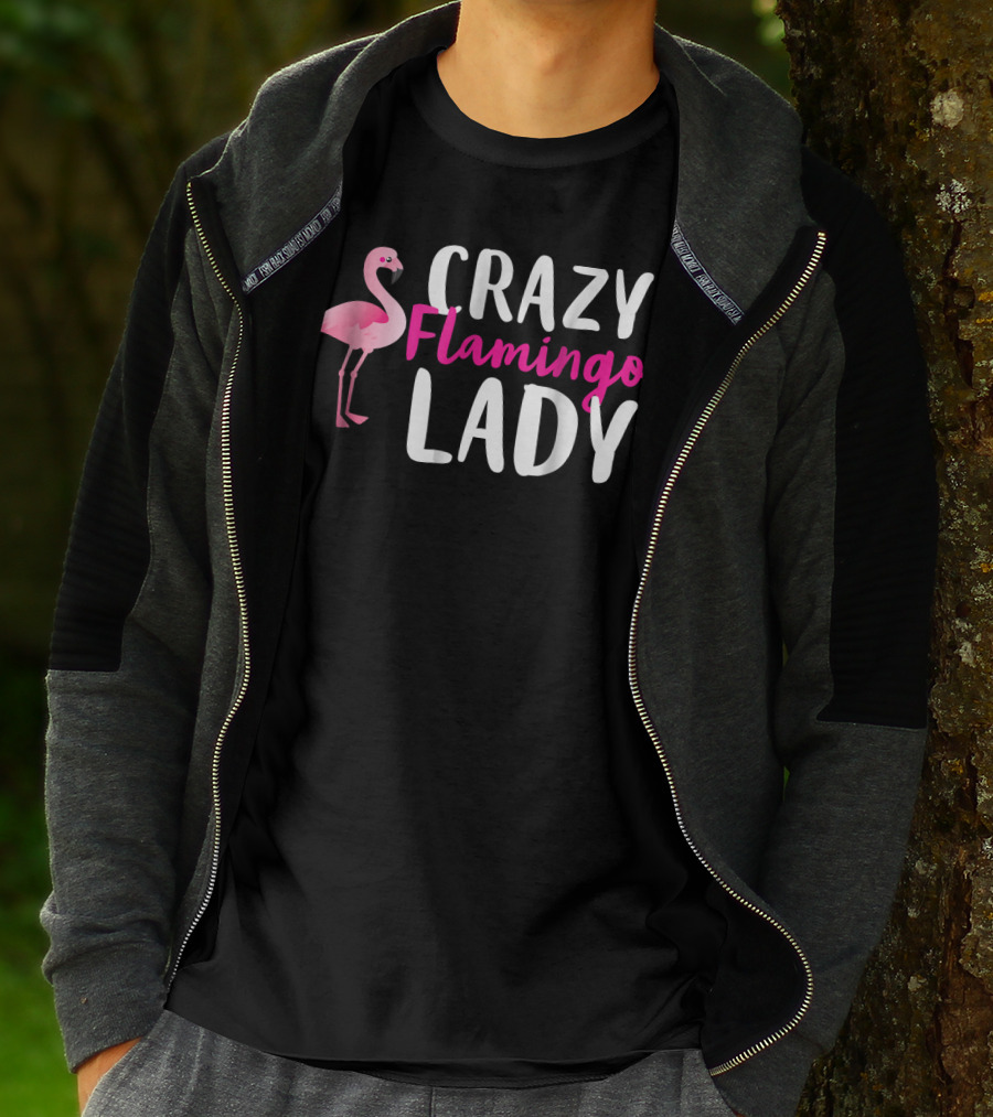 Crazy Flamingo Lady Wading Bird Species Lover T-Shirt