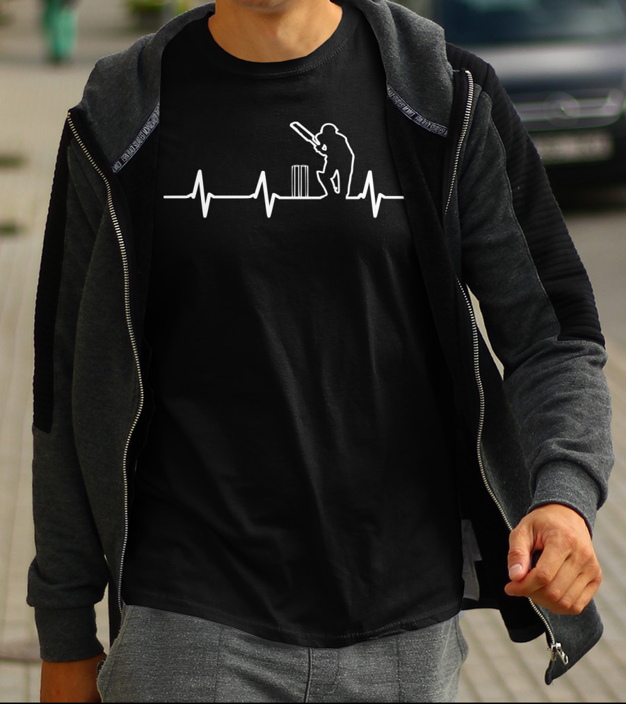 Cricket Coolest Cricket Heartbeat Batsman T-Shirt