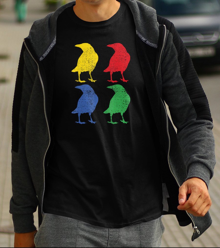 Crow Raven Bird Love Pop Art Quartet T-Shirt