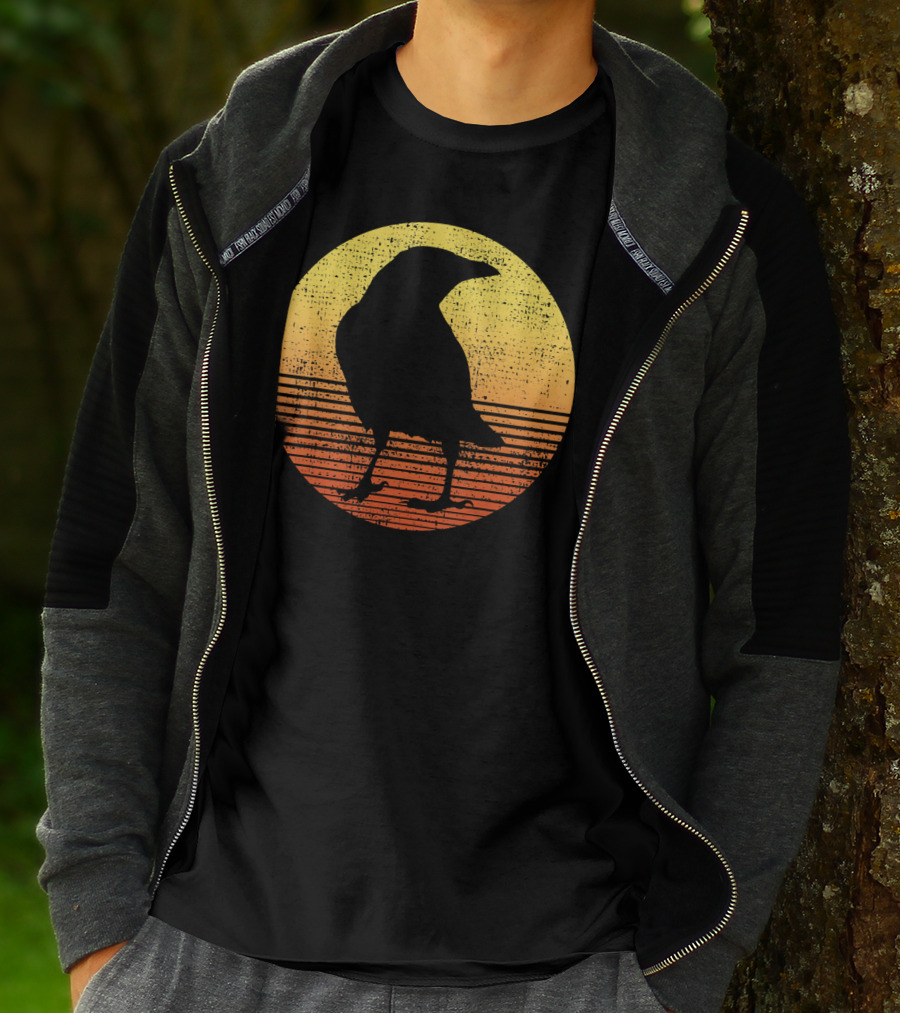 Crow Bird Lover Raven Sunset T-Shirt