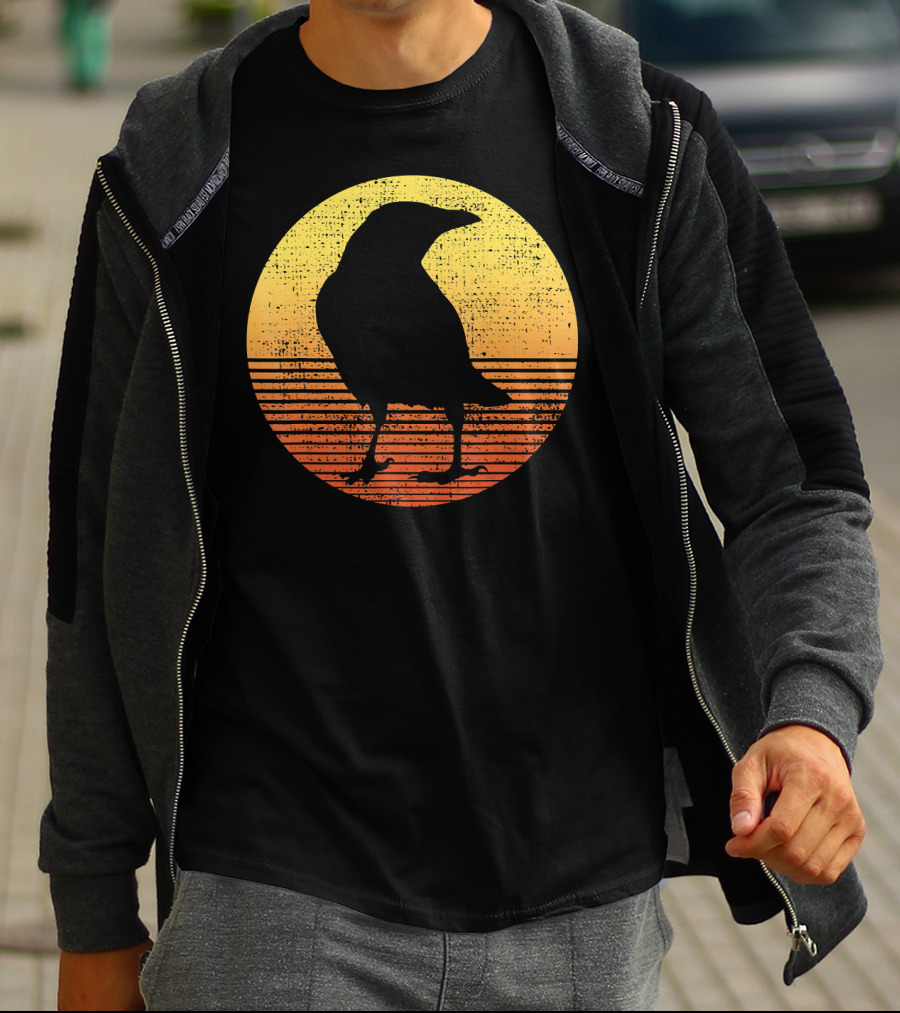 Crow Bird Lover Raven Sunset T-Shirt
