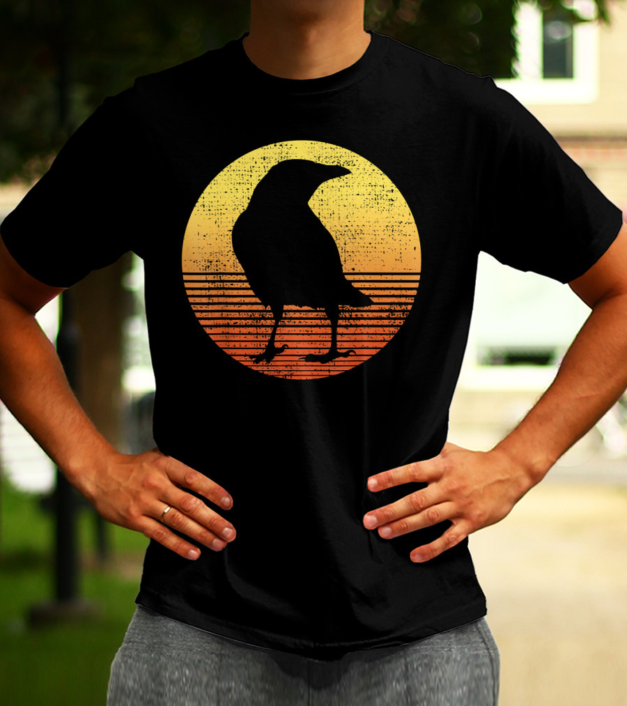 Crow Bird Lover Raven Sunset T-Shirt