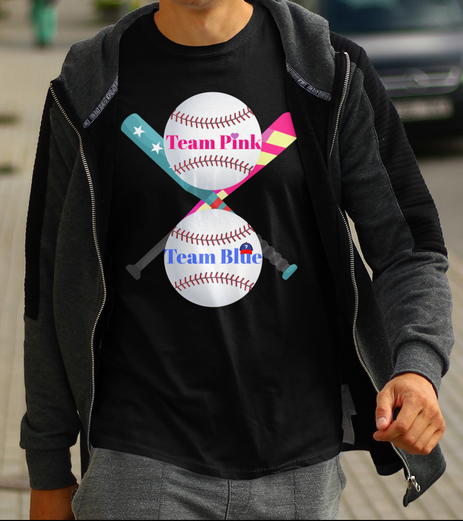 Team Pink Team Blue Cute Baseball Gender Reveal Party T-Shirt