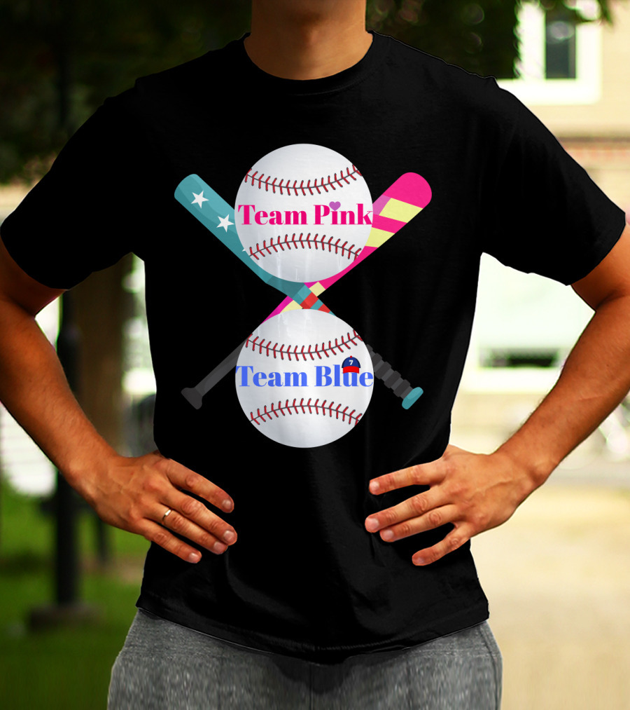 Team Pink Team Blue Cute Baseball Gender Reveal Party T-Shirt