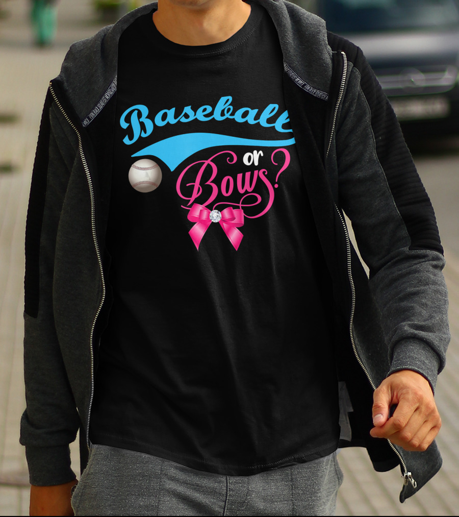 Baseball Or Bows Gender Reveal Party T-Shirt