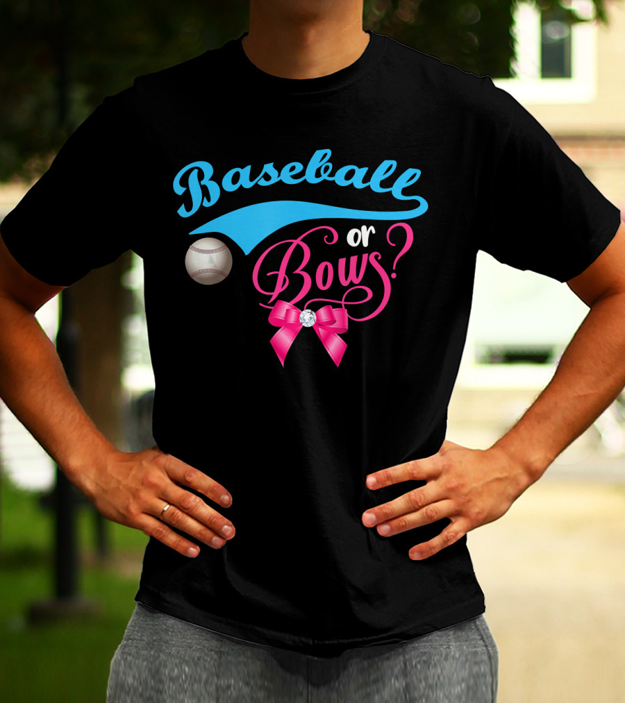 Baseball Or Bows Gender Reveal Party T-Shirt