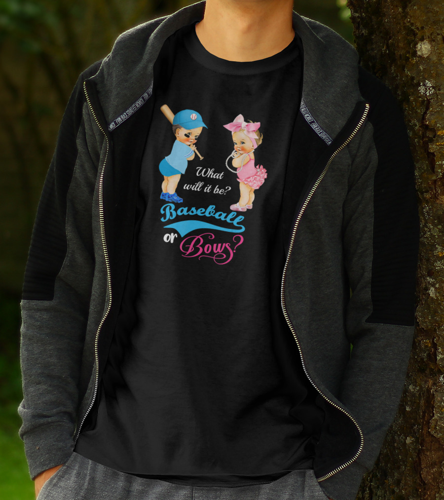 What Will It Be Baseball Or Bows Gender Reveal T-Shirt