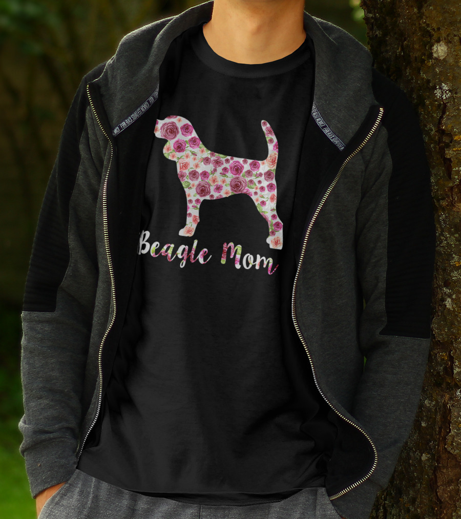 Beagle Mom Floral Roses T-Shirt