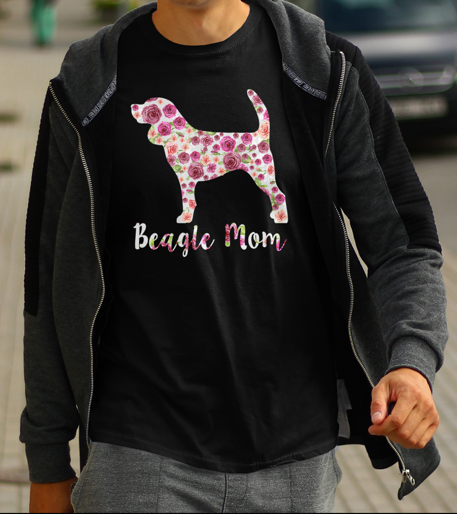 Beagle Mom Floral Roses T-Shirt